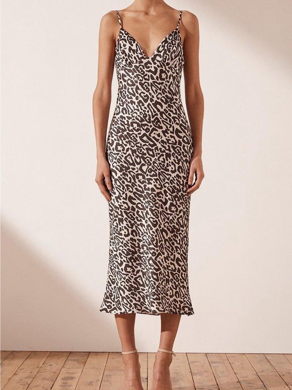 Shona Joy isabella bias midi dress leoppard print